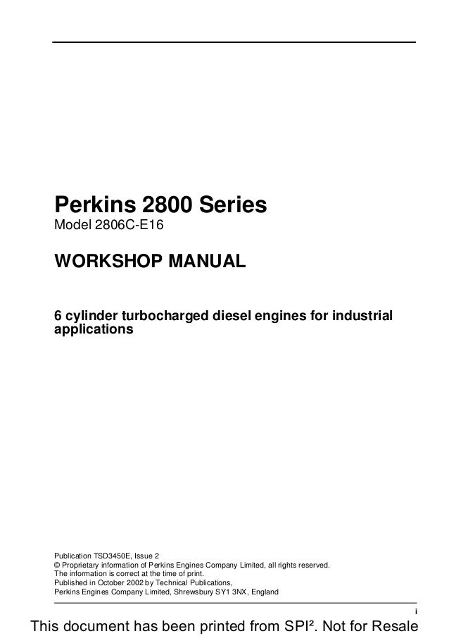 Perkins 2800 Workshop Manual